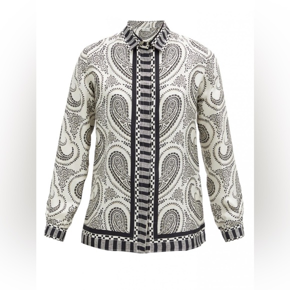 Authentic ETRO 100% silk, button-down, long-sleeve blouse w/button cuffs. - Picture 1 of 10